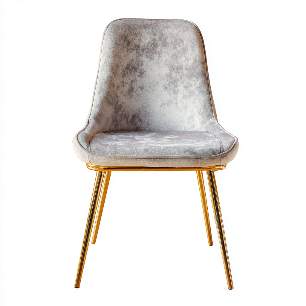 Chaise de salle à manger velours/mousse 47×50×82 cm – gris/or – adaptée à la salle à manger – style moderne-Dengetmart