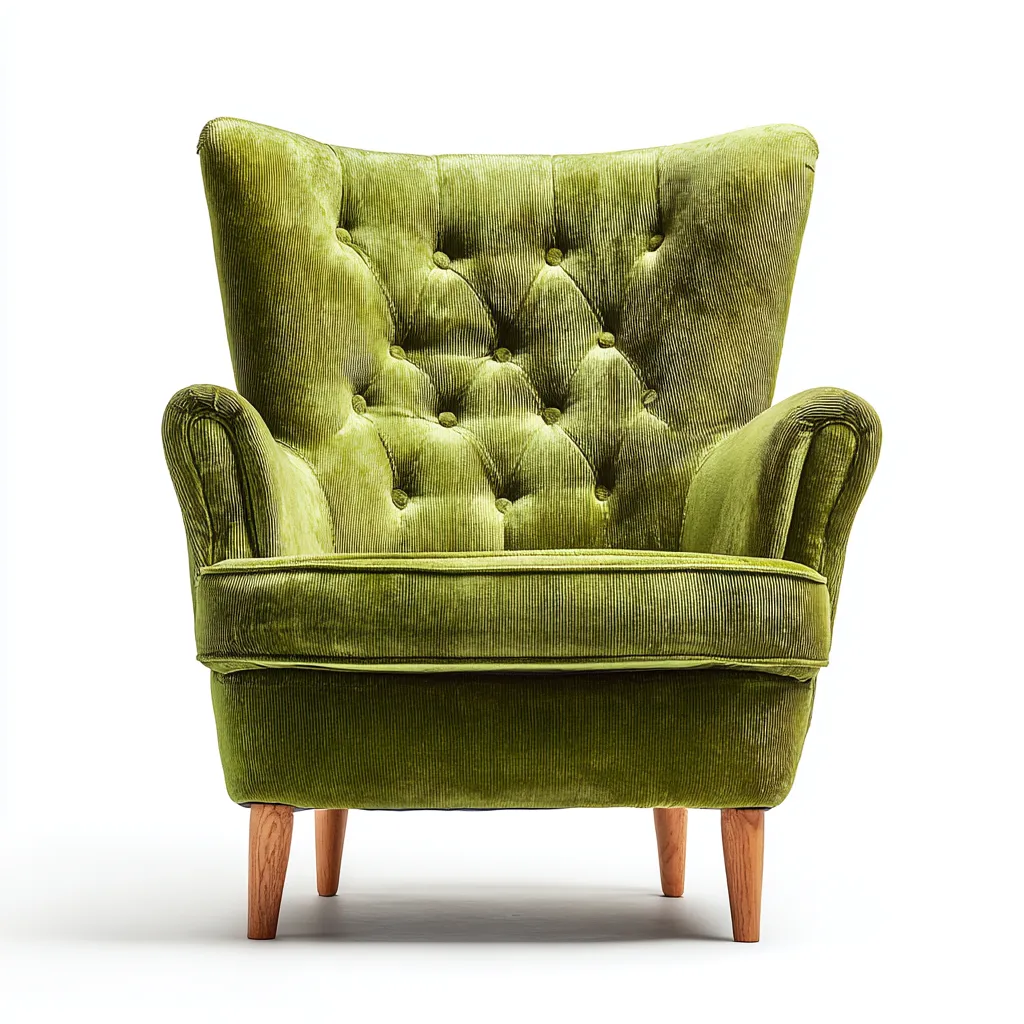 Fauteuil Velours 90x85x100 cm – Vert – Style classique-Dengetmart