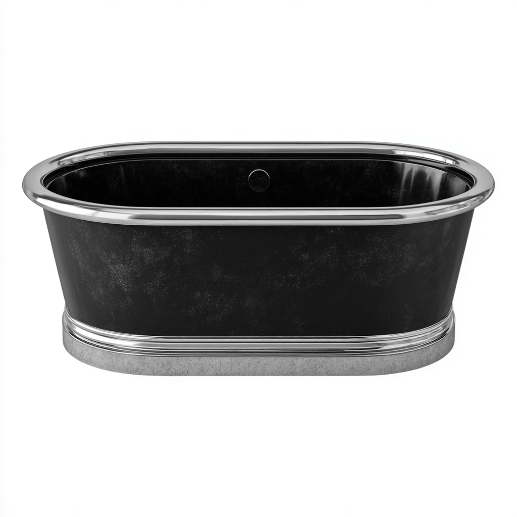 Baignoire en acier 170x75 cm - noir-argent - style rétro-Dengetmart