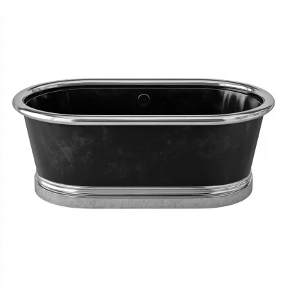 Baignoire en acier 170x75 cm - noir-argent - style rétro-Dengetmart