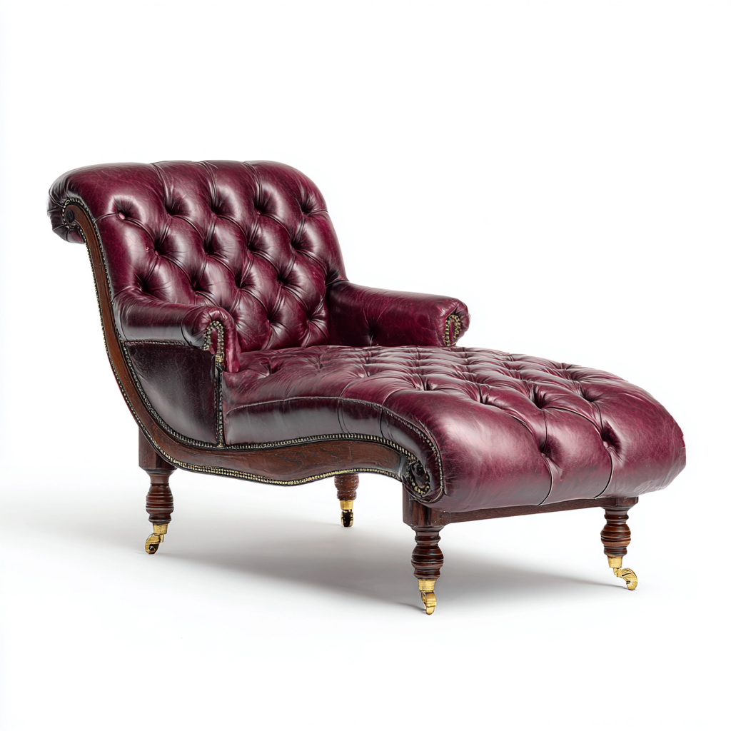 Chaise longue cuir 170×80×92 cm – bordeaux – adaptée au salon – style classique-Dengetmart