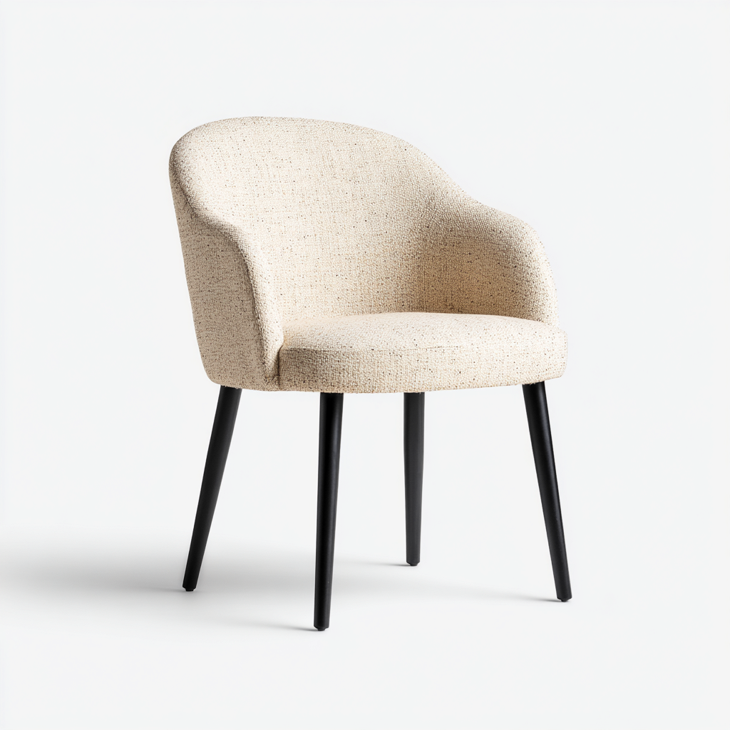 Chaise de salle à manger tissu/mousse 55×51×81 cm – beige/noir – adaptée à la salle à manger – style moderne-Dengetmart