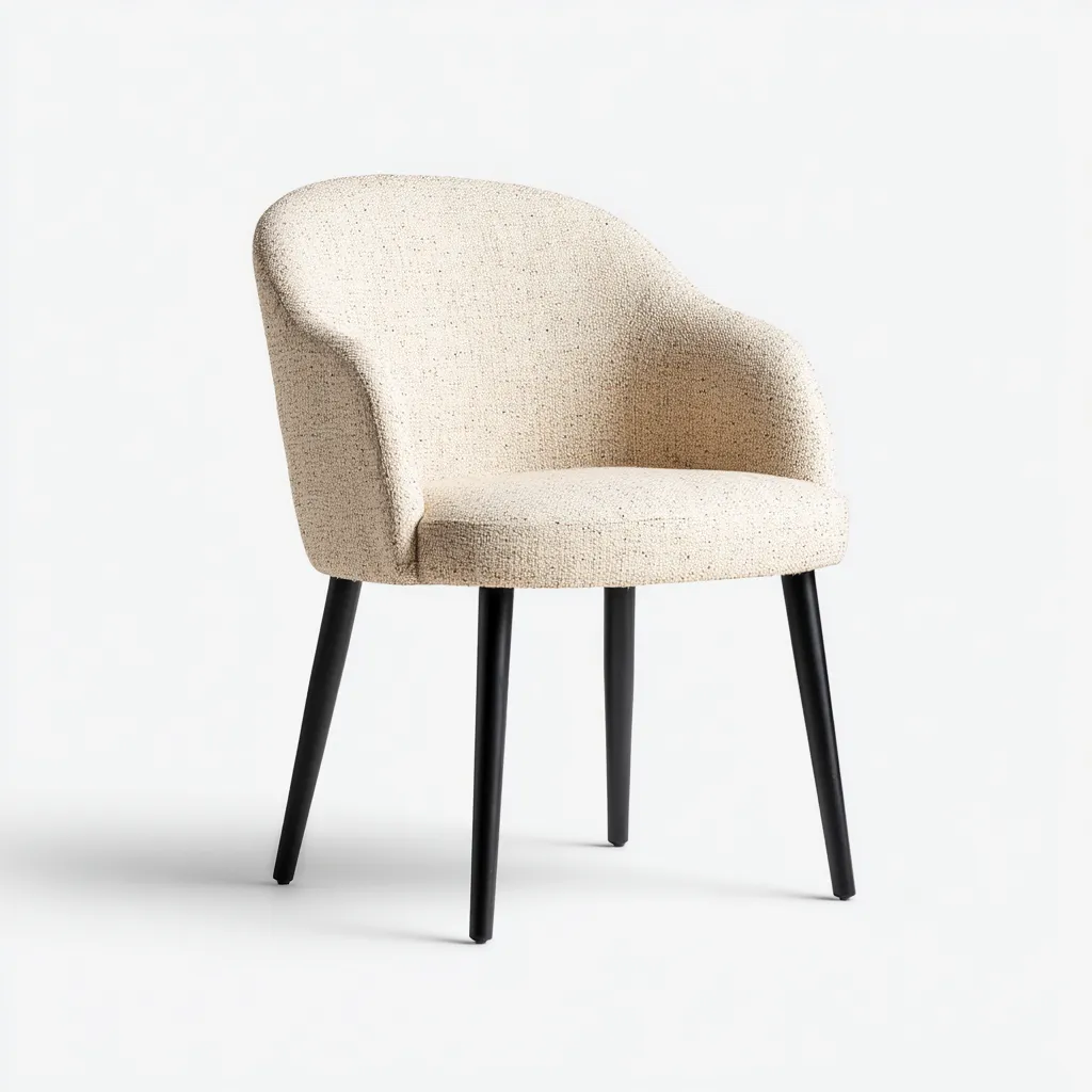 Chaise de salle à manger tissu/mousse 55×51×81 cm – beige/noir – adaptée à la salle à manger – style moderne-Dengetmart