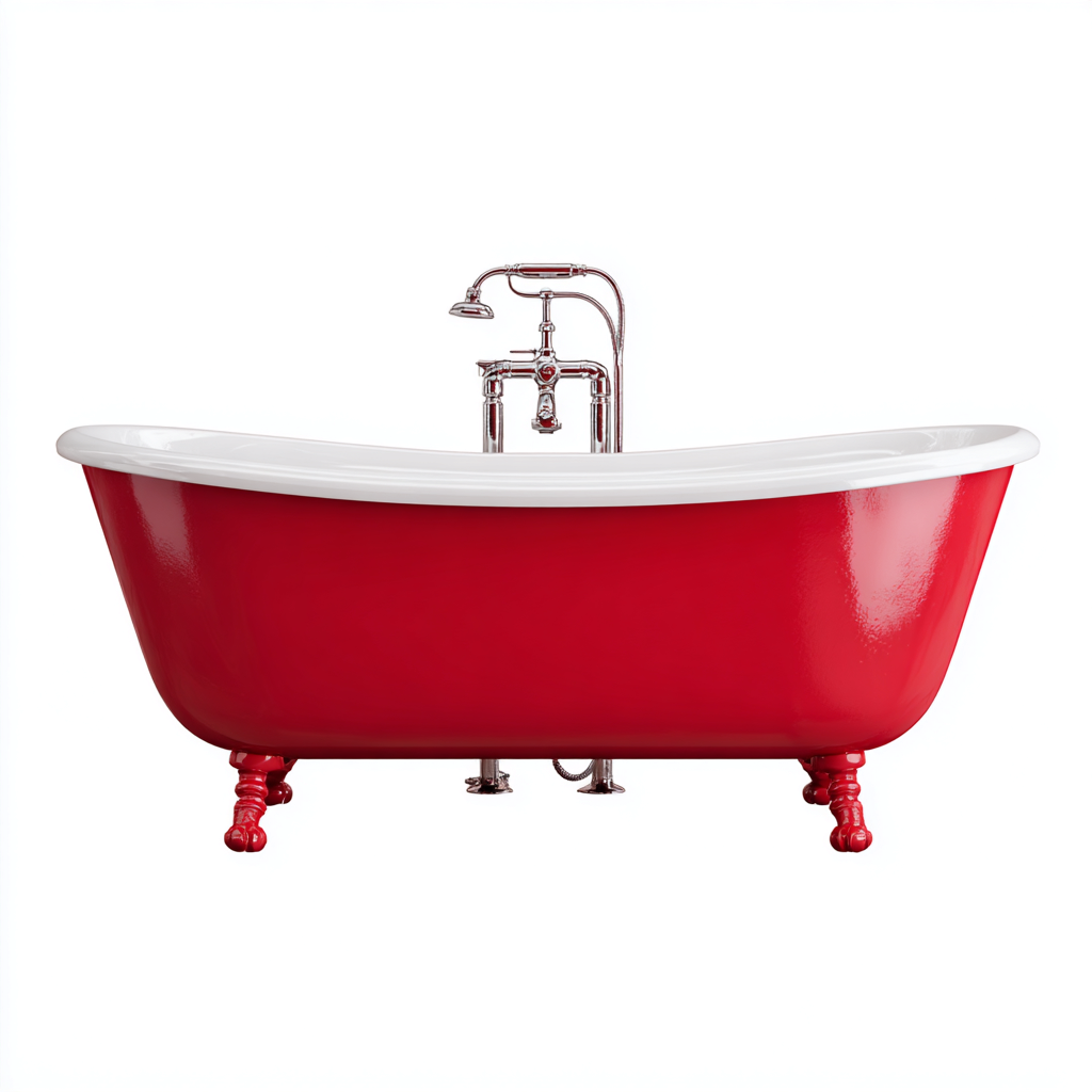 Baignoire en fonte 168x72 cm - rouge-blanc - style rétro-Dengetmart