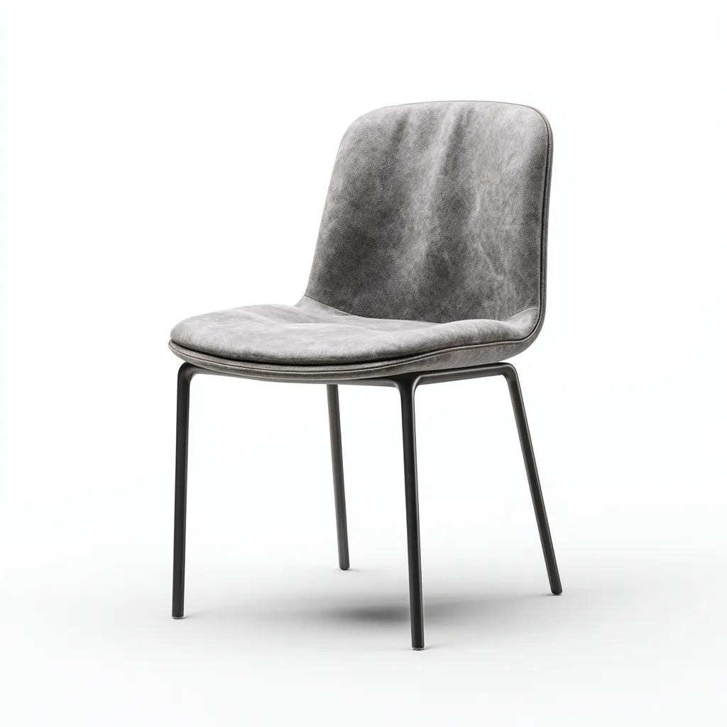 Chaise de salle à manger cuir/mousse 47×50×82 cm – gris/noir – adaptée à la salle à manger – style moderne-Dengetmart