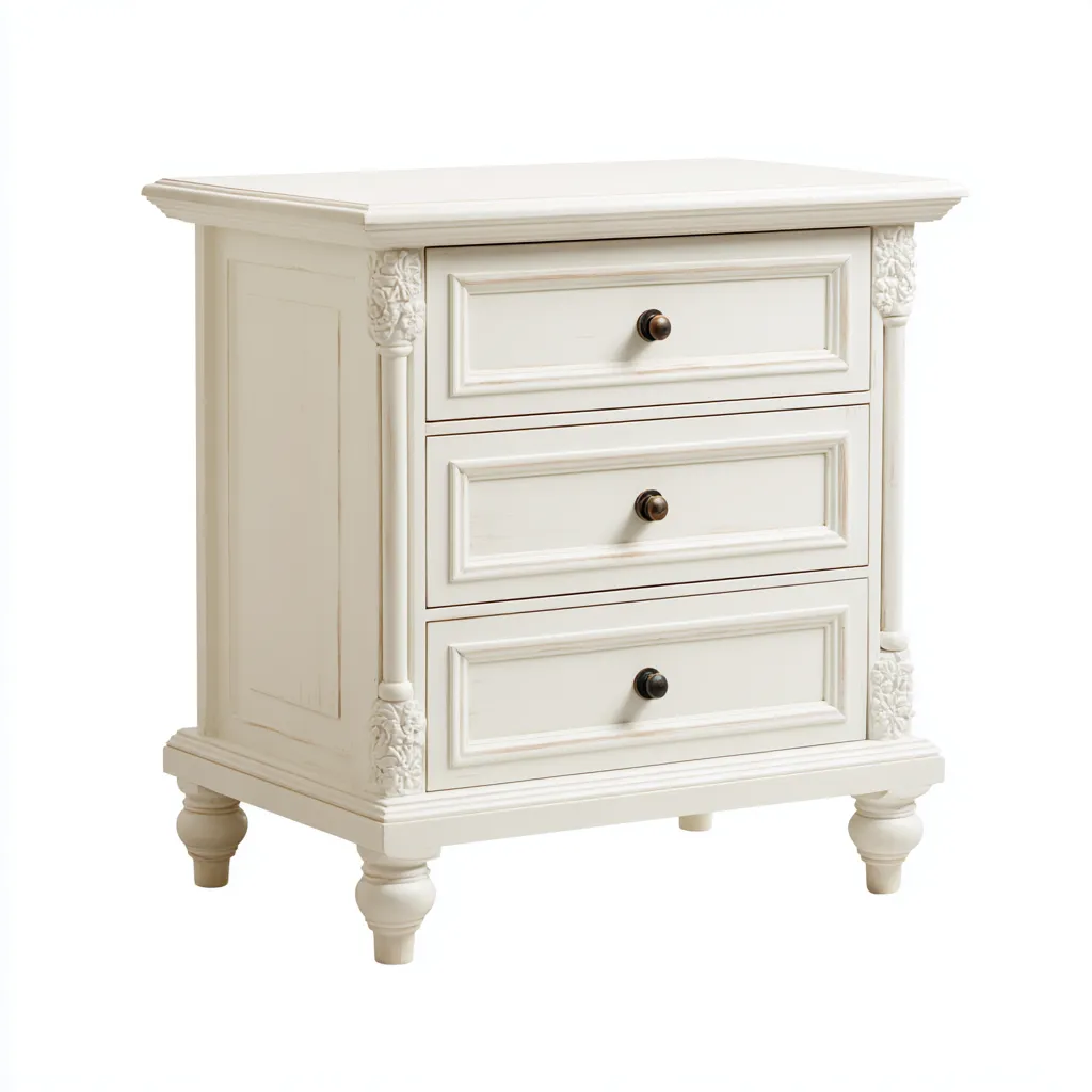 Table de chevet bois 48×38×65 cm – blanc – style classique-Dengetmart