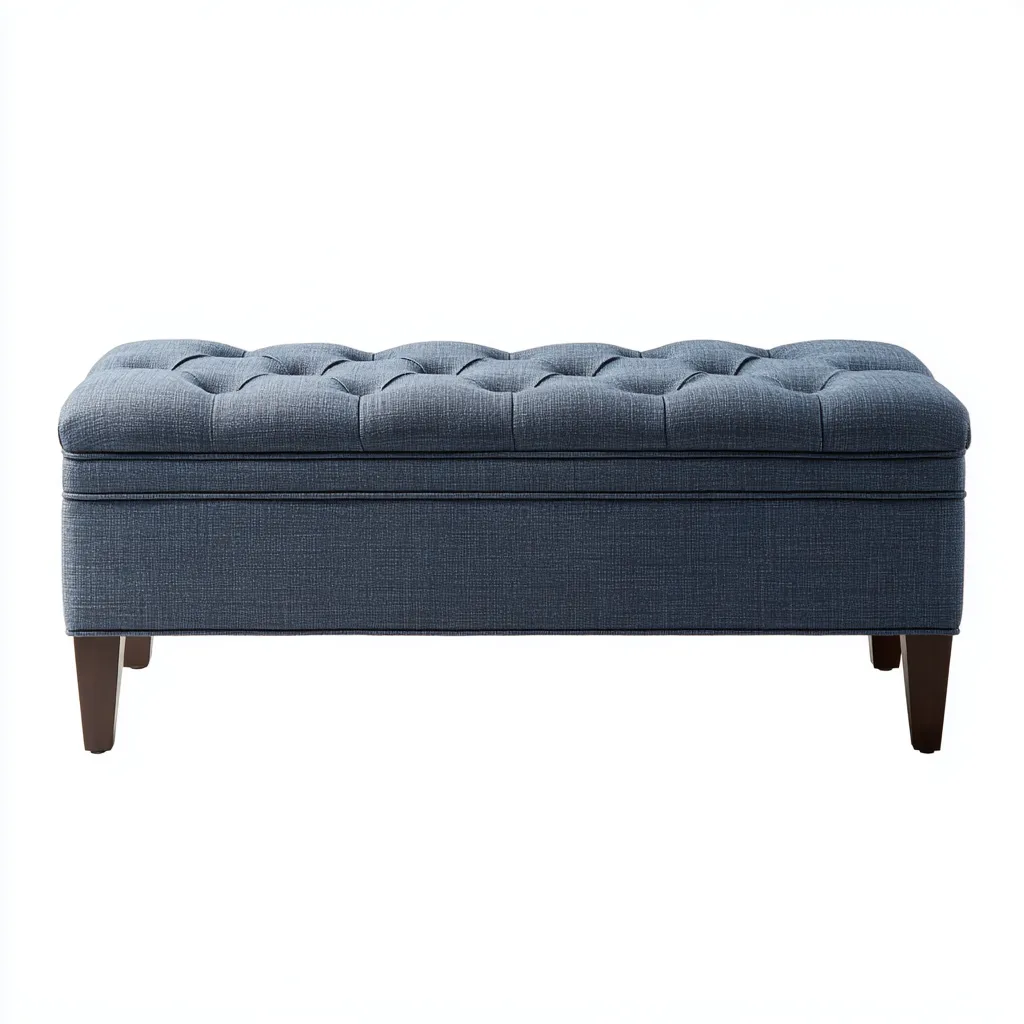 Banc de lit tissu capitonné 110x40x45 cm – bleu – design classique-Dengetmart