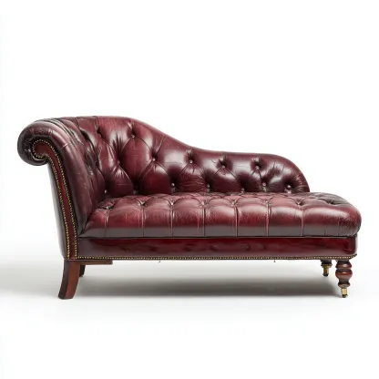 Chaise longue cuir capitonné 165×75×88 cm – rouge – adaptée au salon – style classique-Dengetmart