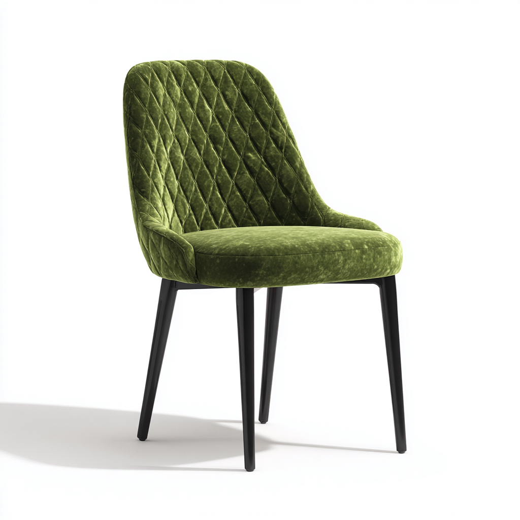Chaise de salle à manger velours/mousse 47×50×82 cm – vert/noir – adaptée à la salle à manger – style moderne-Dengetmart