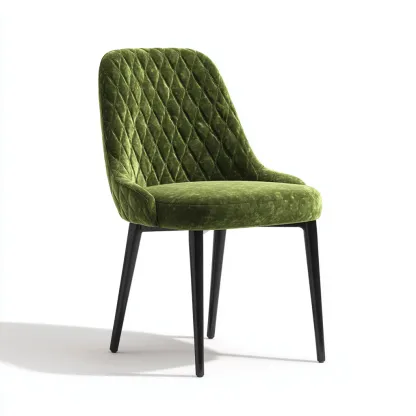 Chaise de salle à manger velours/mousse 47×50×82 cm – vert/noir – adaptée à la salle à manger – style moderne-Dengetmart