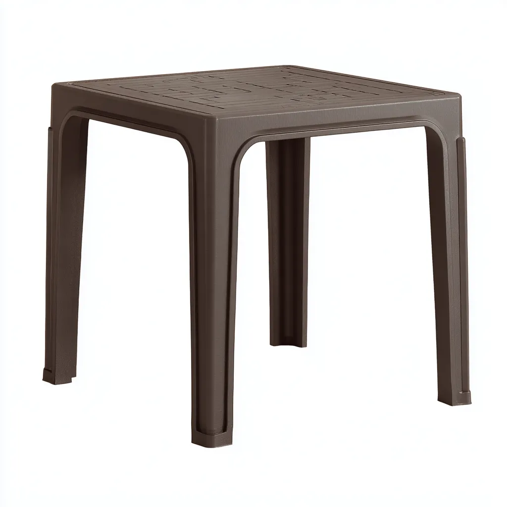 Table de jardin plastique 60×60×72 cm – marron – adapté à l’extérieur – style moderne-Dengetmart