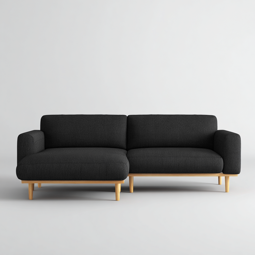 Canapé d’angle tissu 270×160×82 cm – noir – adapté au salon – style moderne-Dengetmart