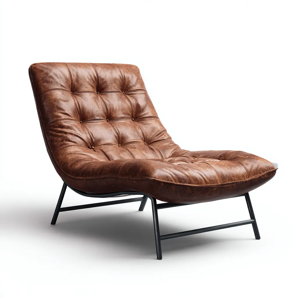 Chaise longue cuir 160×70×85 cm – marron – adaptée au salon – style moderne-Dengetmart