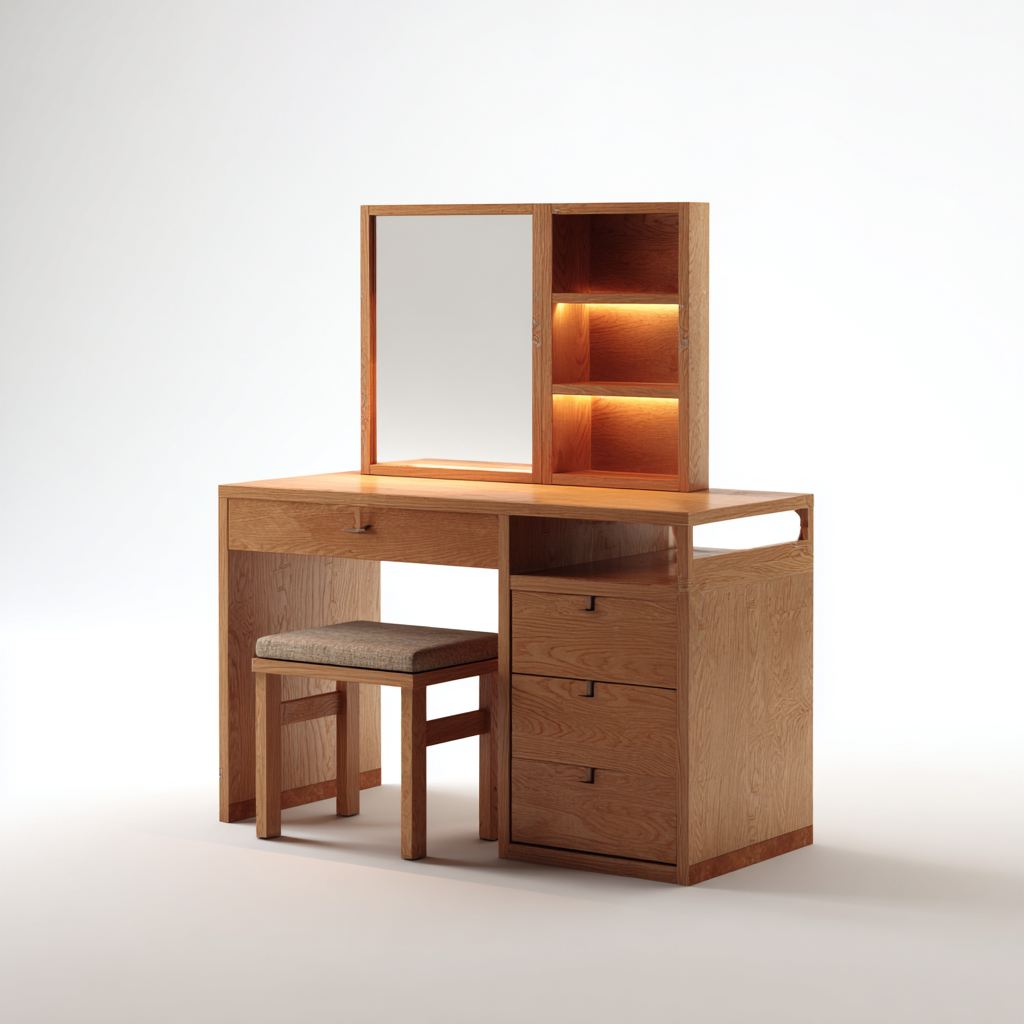 Coiffeuse bois massif 120x45x155 cm – bois naturel – design contemporain-Dengetmart