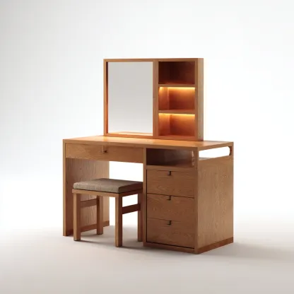 Coiffeuse bois massif 120x45x155 cm – bois naturel – design contemporain-Dengetmart