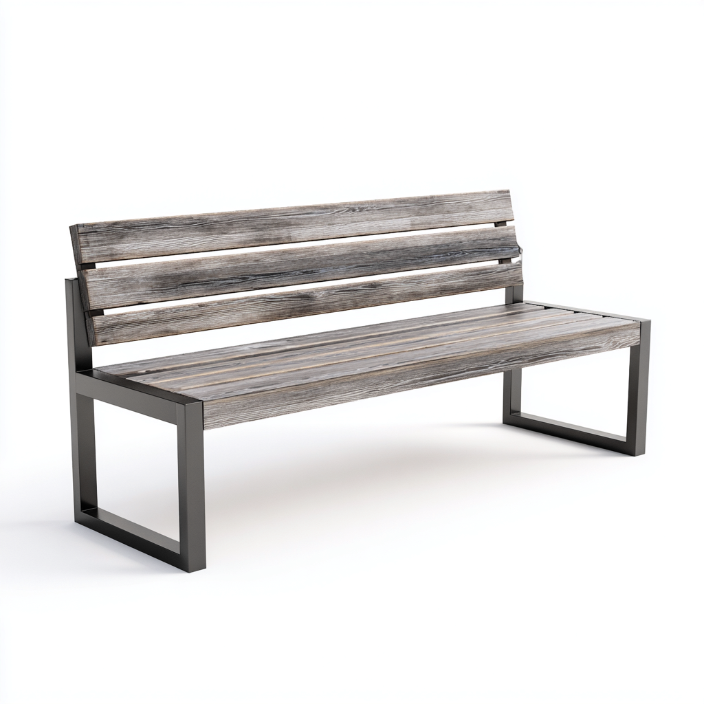 Banc de jardin Bois/métal 150x55x80 cm – Gris/noir – Style moderne-Dengetmart