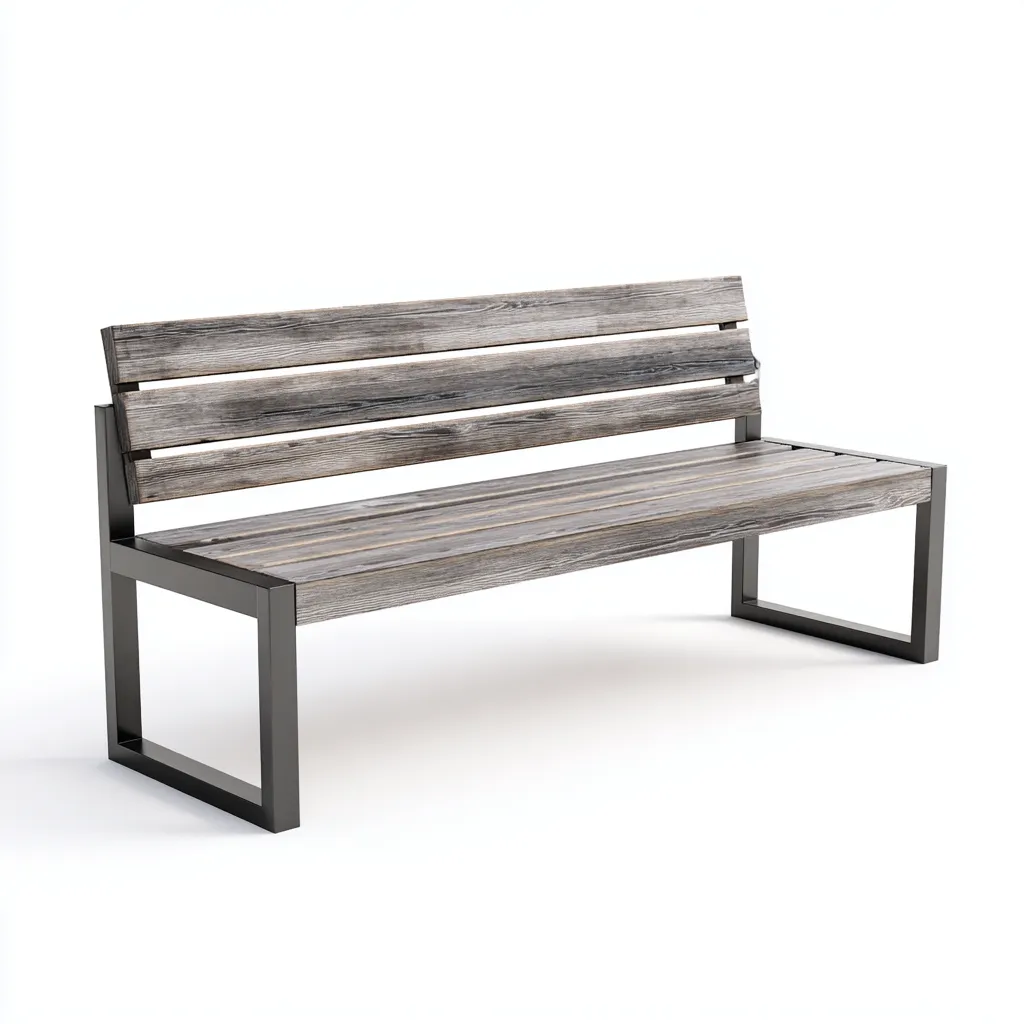 Banc de jardin Bois/métal 150x55x80 cm – Gris/noir – Style moderne-Dengetmart