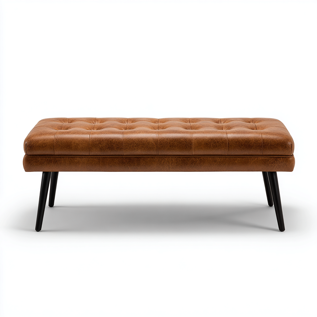 Banc de lit simili cuir 110x45x44 cm – marron – design moderne-Dengetmart
