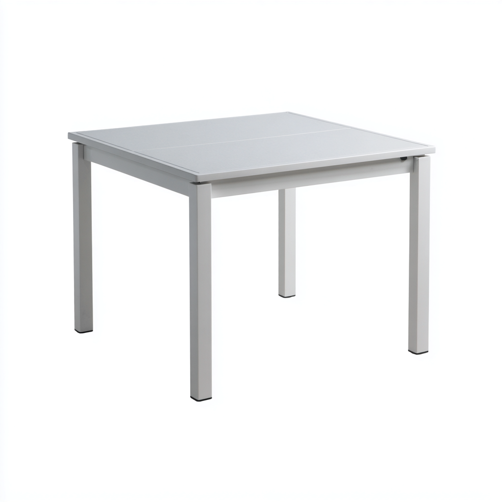 Table de jardin aluminium 90×90×75 cm – blanc/gris – adapté à l’extérieur – style moderne-Dengetmart