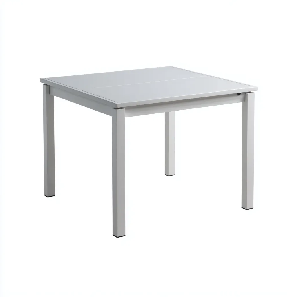 Table de jardin aluminium 90×90×75 cm – blanc/gris – adapté à l’extérieur – style moderne-Dengetmart