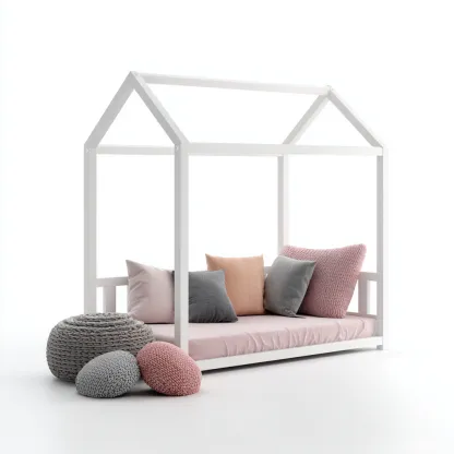 Lit enfant bois 190x90 cm – blanc – design maisonnette-Dengetmart