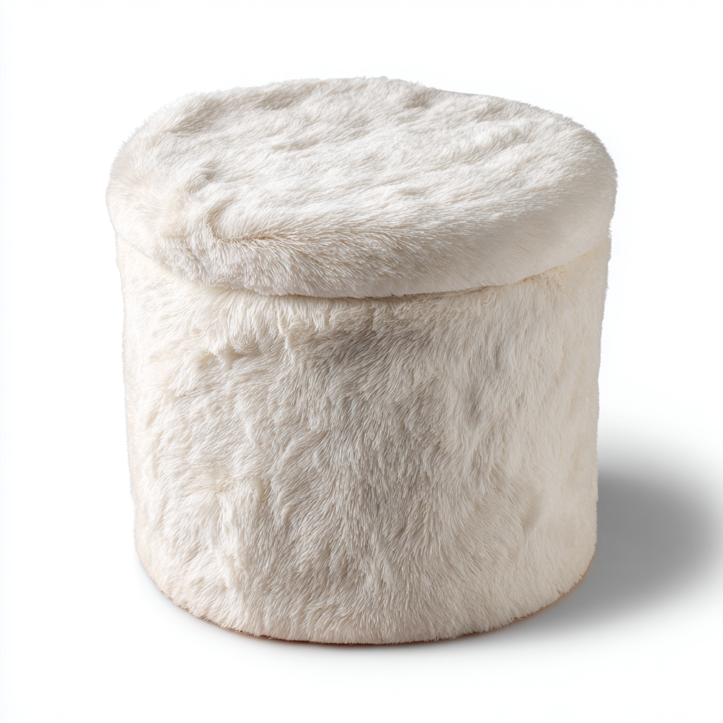 Pouf Tissu 38x38x42 cm – Blanc – Design moderne-Dengetmart