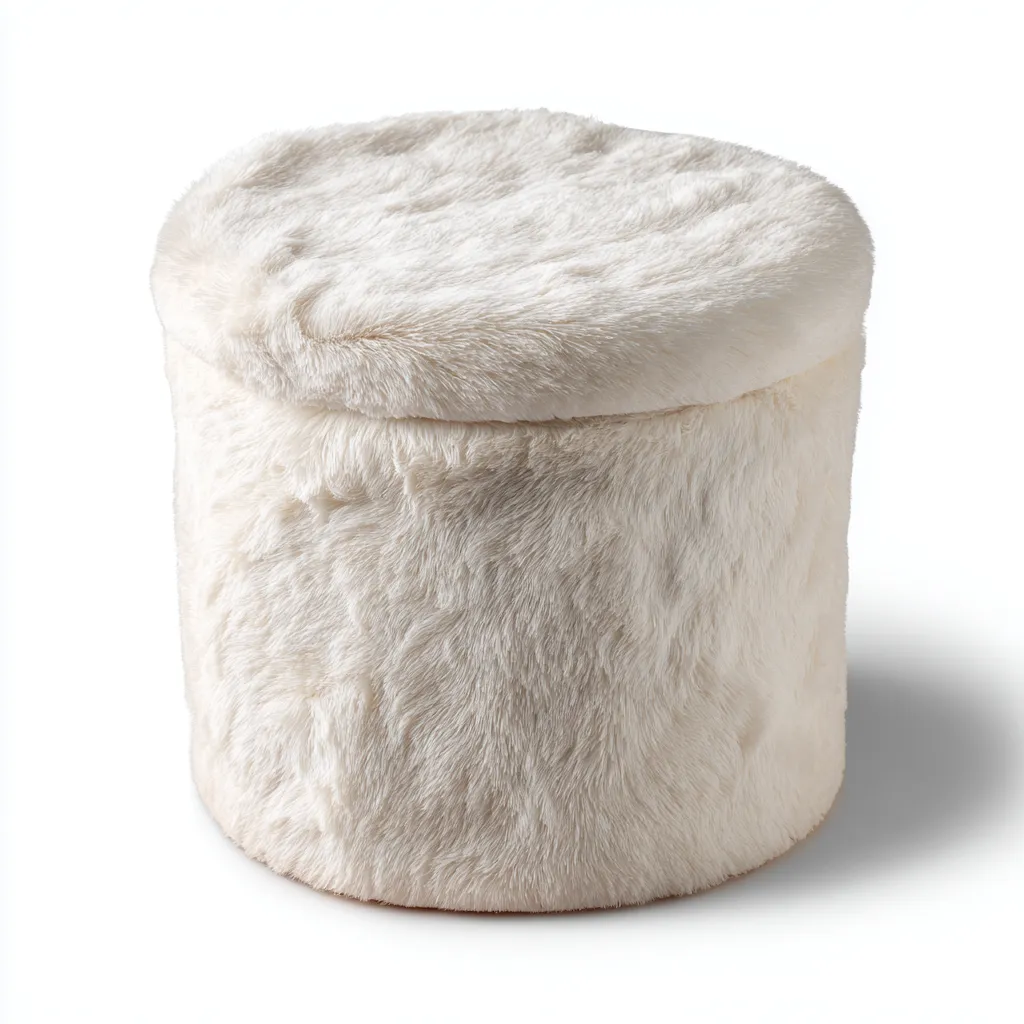 Pouf Tissu 38x38x42 cm – Blanc – Design moderne-Dengetmart