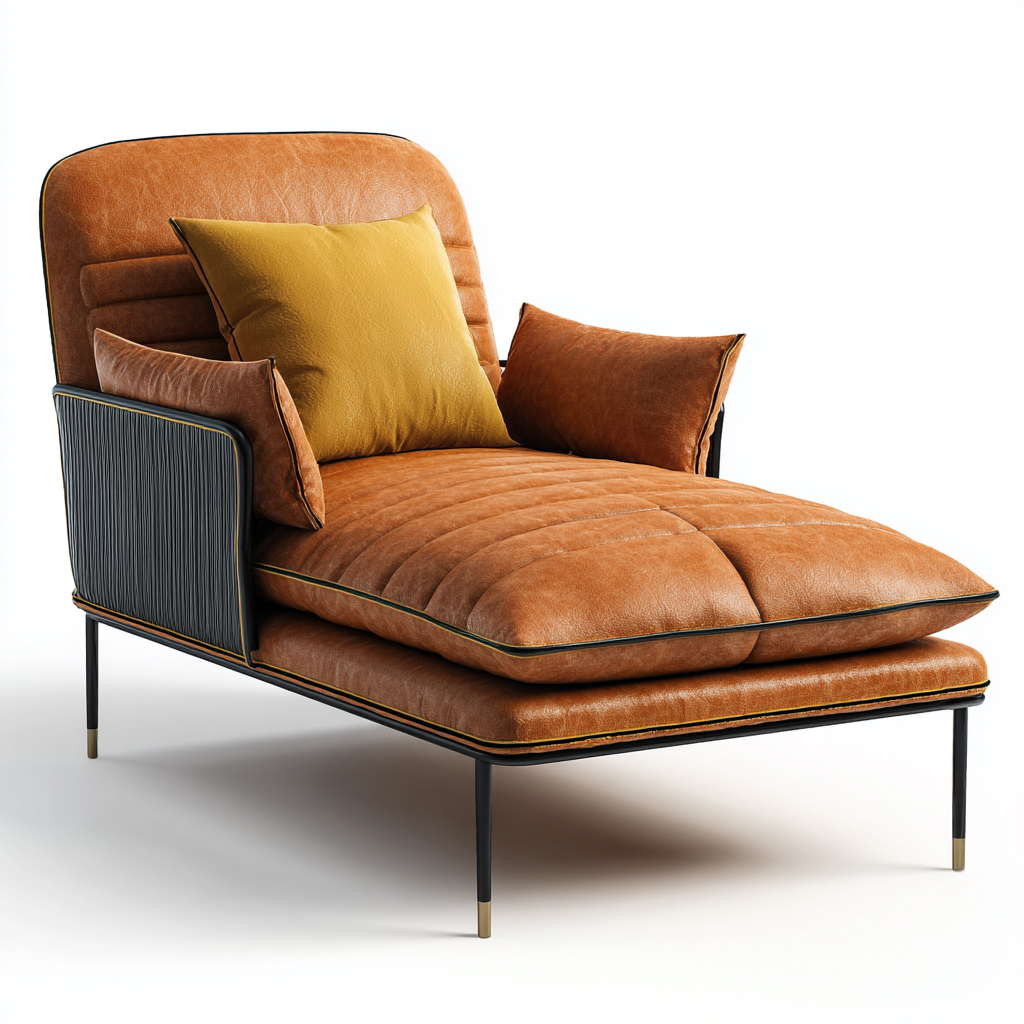 Chaise longue cuir 165×78×92 cm – marron – adaptée au salon – style moderne-Dengetmart