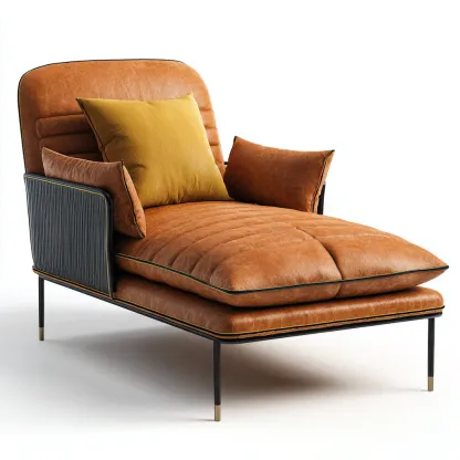 Chaise longue cuir 165×78×92 cm – marron – adaptée au salon – style moderne-Dengetmart