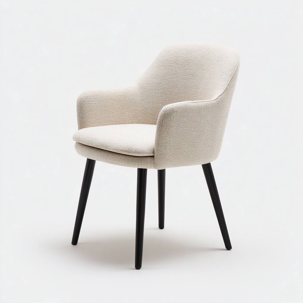 Chaise de salle à manger tissu/mousse 56×52×82 cm – beige/noir – adaptée à la salle à manger – style moderne-Dengetmart