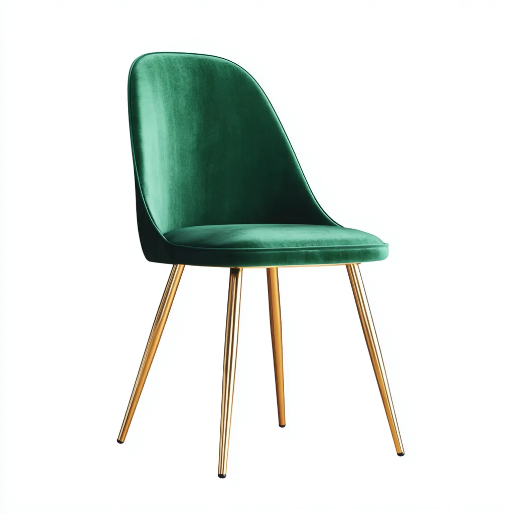 Chaise de salle à manger velours/mousse 47×50×82 cm – vert/or – adaptée à la salle à manger – style moderne-Dengetmart