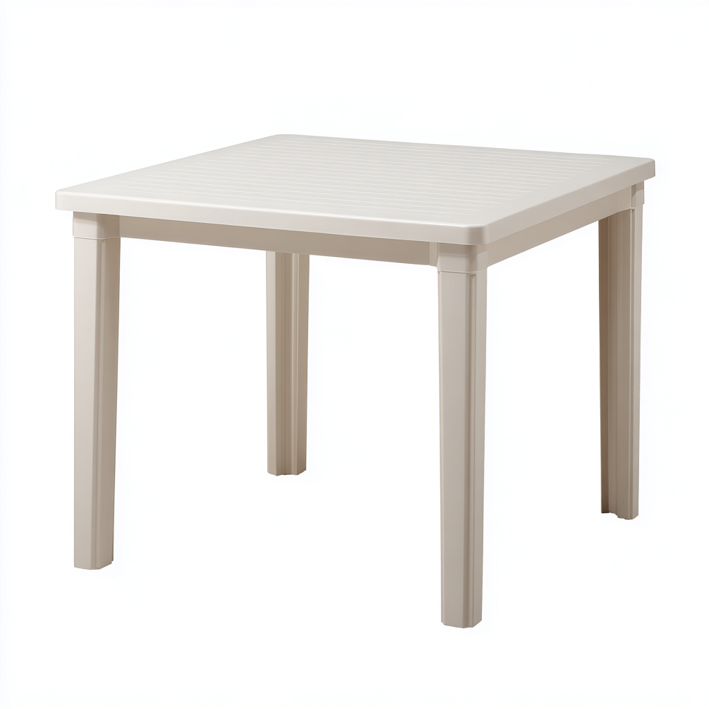 Table de jardin plastique 80×80×72 cm – beige – adapté à l’extérieur – style moderne-Dengetmart