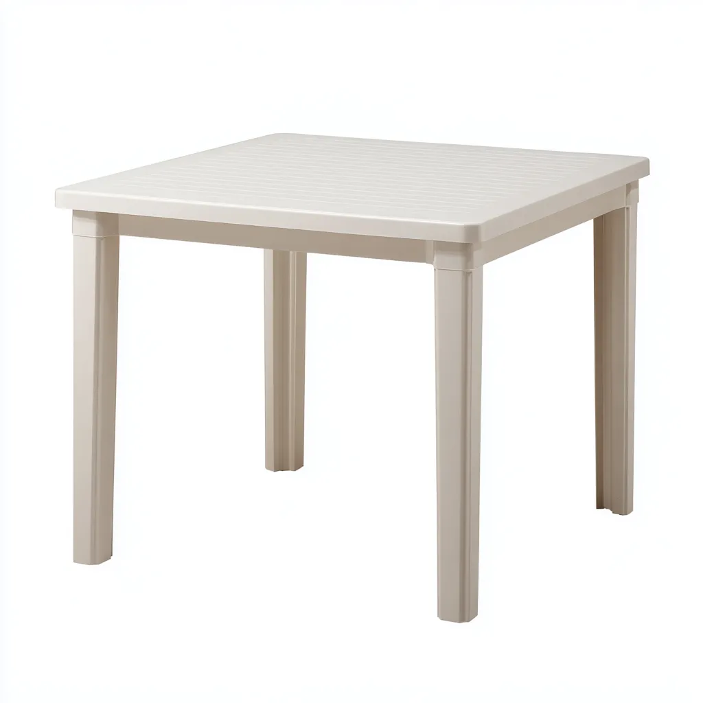 Table de jardin plastique 80×80×72 cm – beige – adapté à l’extérieur – style moderne-Dengetmart