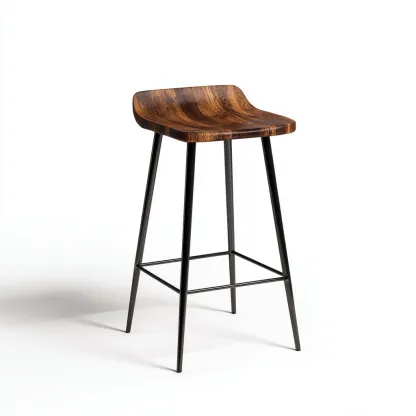Tabouret de bar Bois/Métal 40x40x95 cm – Noyer/Noir – Design industriel-Dengetmart