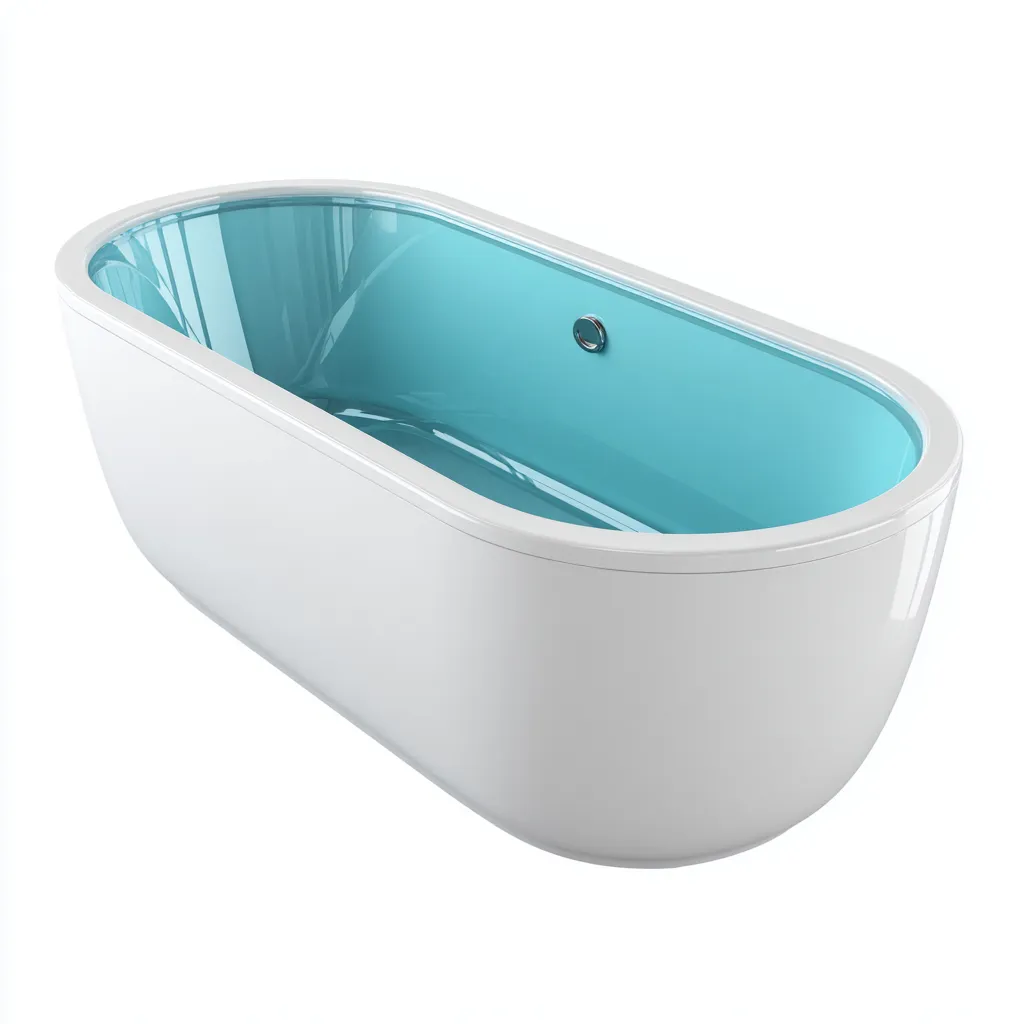 Baignoire acrylique 170x76 cm - bleu-blanc - design contemporain-Dengetmart