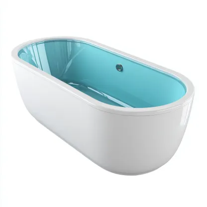 Baignoire acrylique 170x76 cm - bleu-blanc - design contemporain-Dengetmart