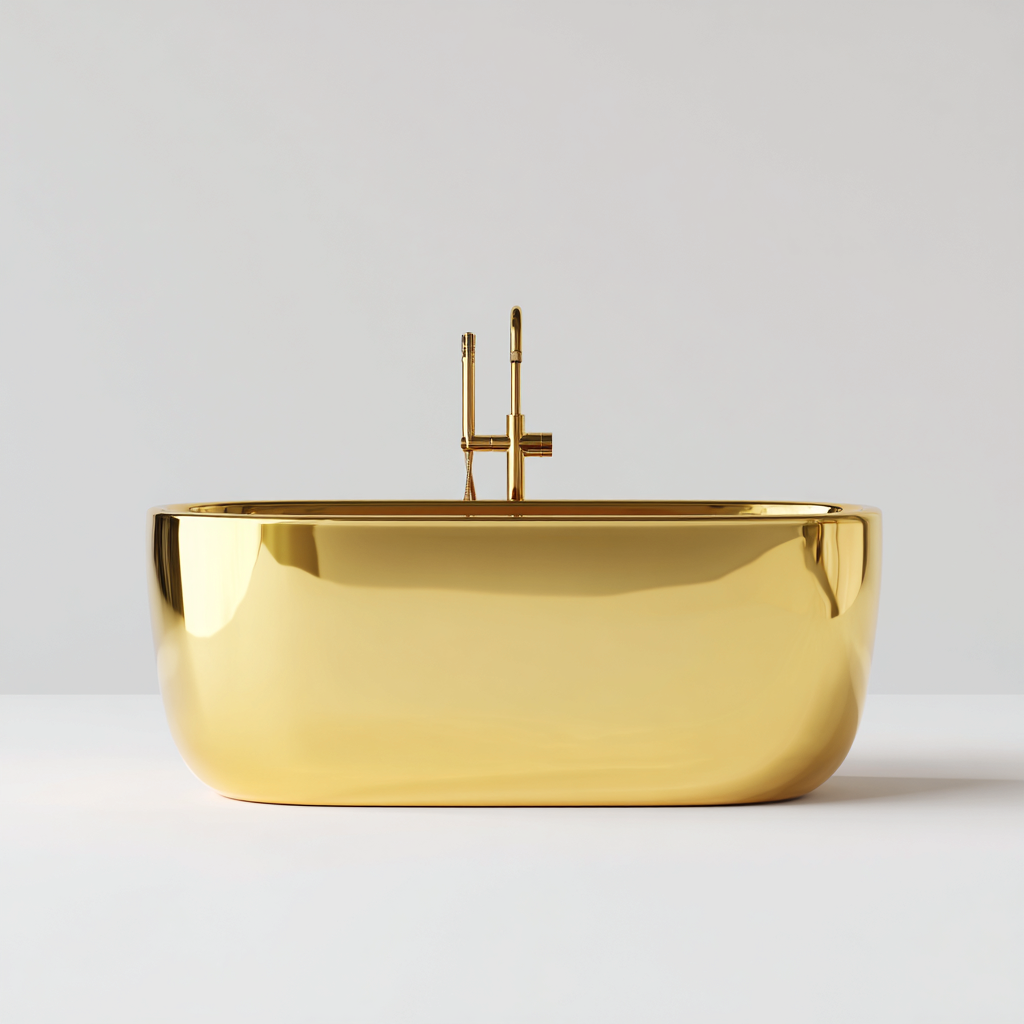 Baignoire en acier 172x78 cm - or - design moderne-Dengetmart