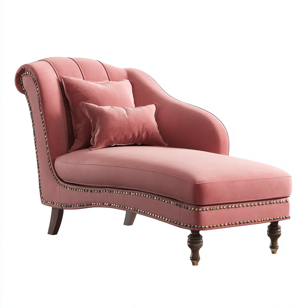 Chaise longue tissu 165×74×87 cm – rose – adaptée au salon – style classique-Dengetmart