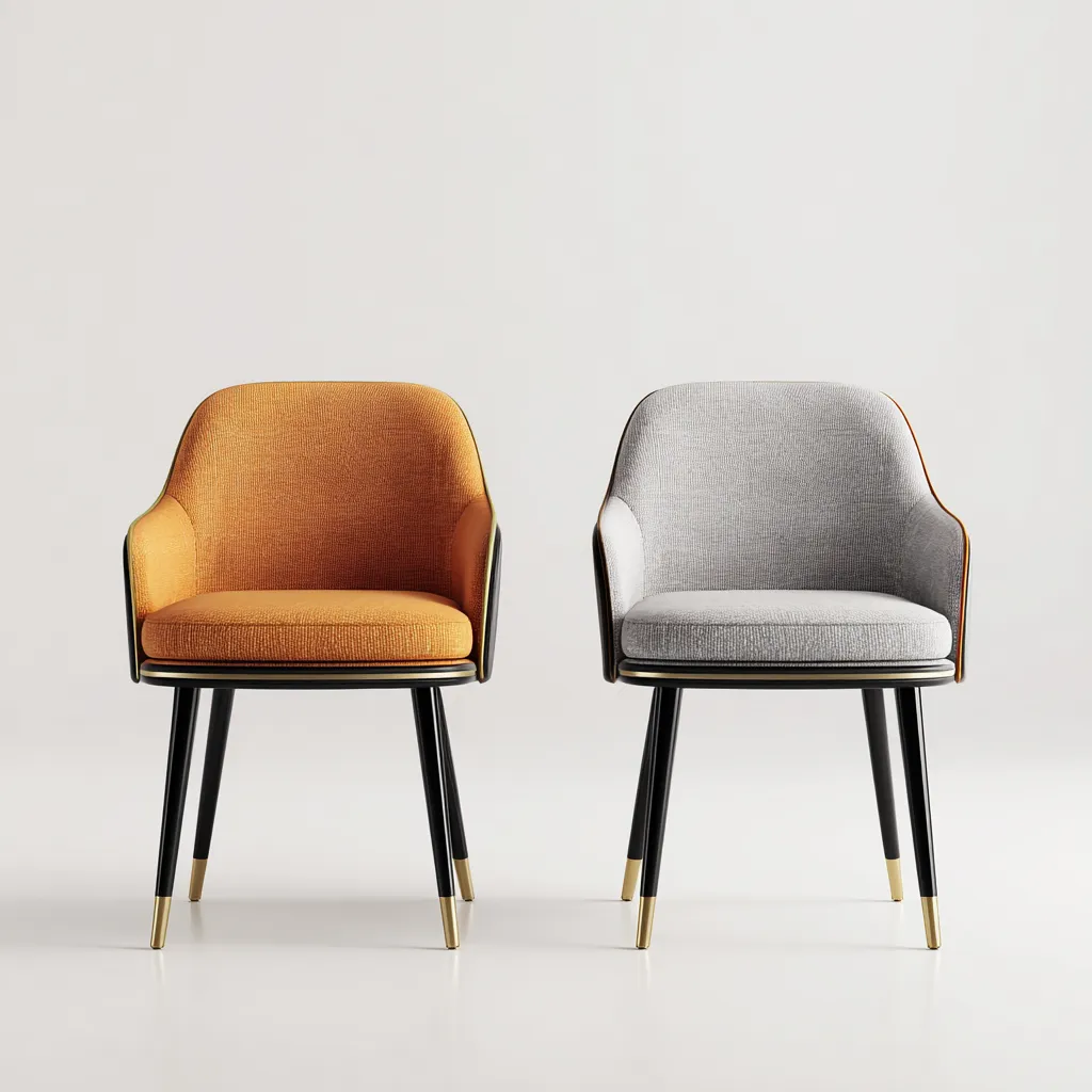 Chaise de salle à manger tissu/mousse 48×52×83 cm – orange/gris/noir – adaptée à la salle à manger – style moderne-Dengetmart