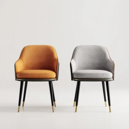 Chaise de salle à manger tissu/mousse 48×52×83 cm – orange/gris/noir – adaptée à la salle à manger – style moderne-Dengetmart