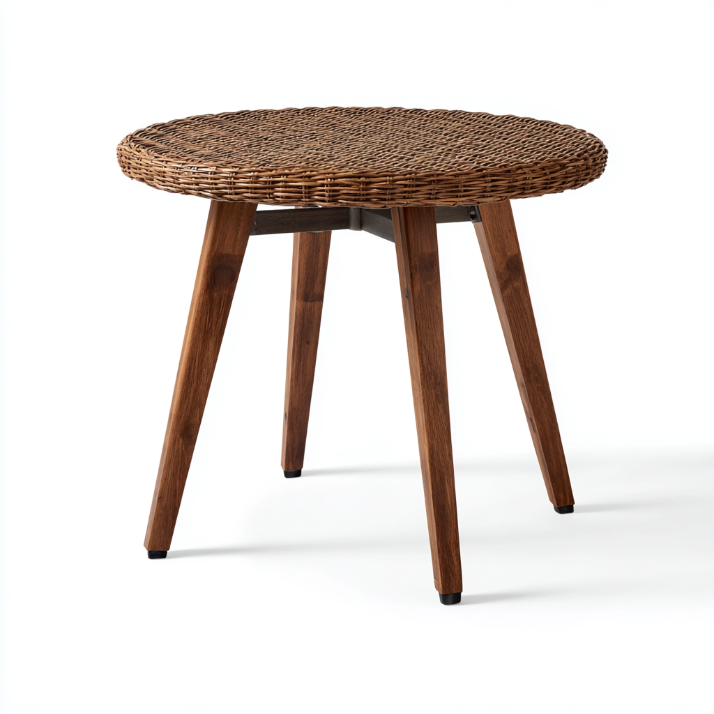 Table de jardin rotin 70×70×48 cm – marron – adapté à l’extérieur – style naturel-Dengetmart