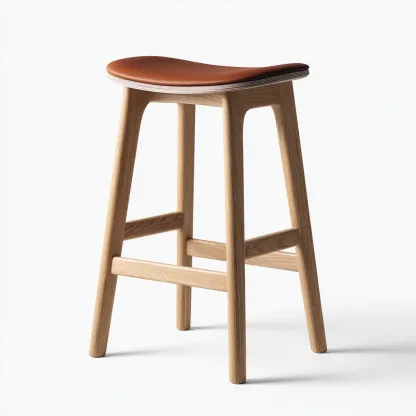 Tabouret de bar Bois/Similicuir 42x42x75 cm – Marron/Chêne – Style minimaliste-Dengetmart