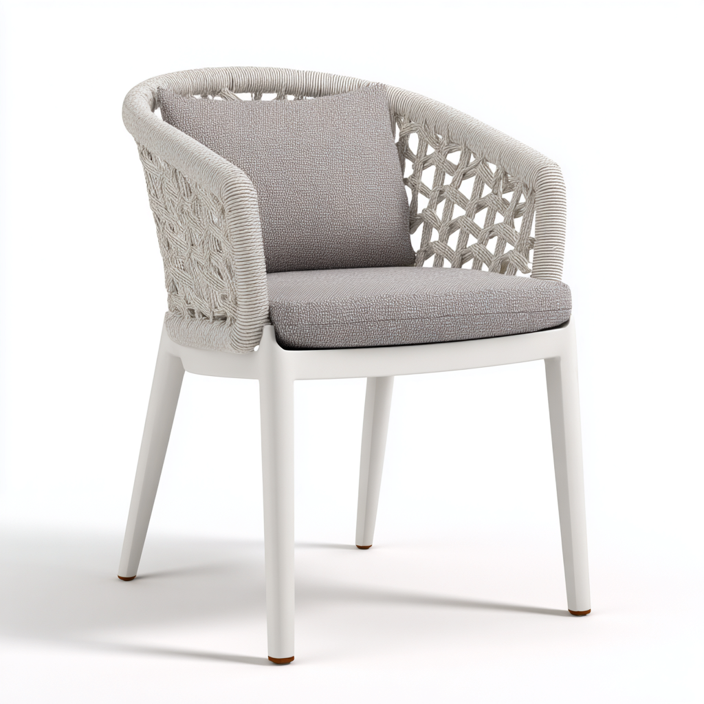 Chaise de jardin corde tressée 58×61×83 cm – gris – adapté à l’extérieur – style moderne-Dengetmart