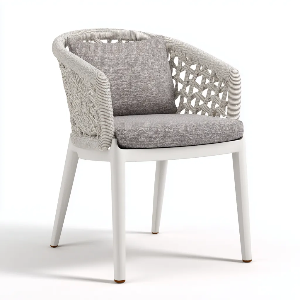 Chaise de jardin corde tressée 58×61×83 cm – gris – adapté à l’extérieur – style moderne-Dengetmart