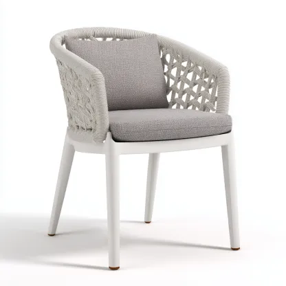 Chaise de jardin corde tressée 58×61×83 cm – gris – adapté à l’extérieur – style moderne-Dengetmart