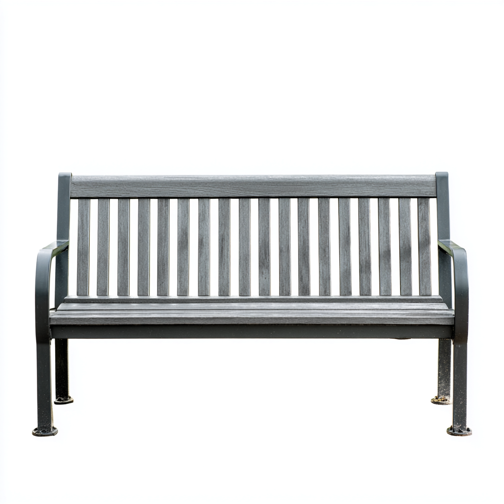 Banc de jardin Bois/métal 150x58x85 cm – Gris – Style moderne-Dengetmart