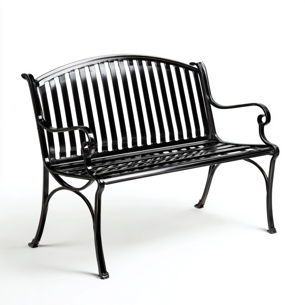 Banc de jardin Metal 120x55 cm – Noir – Style moderne-Dengetmart