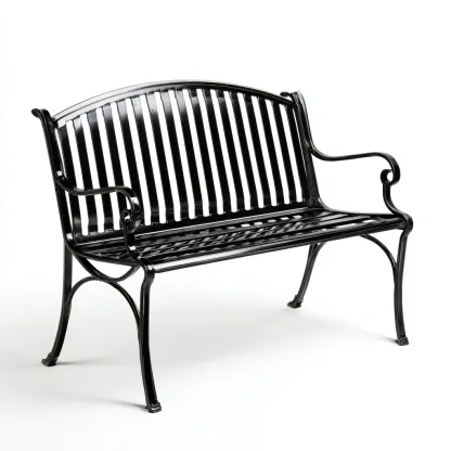 Banc de jardin Metal 120x55 cm – Noir – Style moderne-Dengetmart