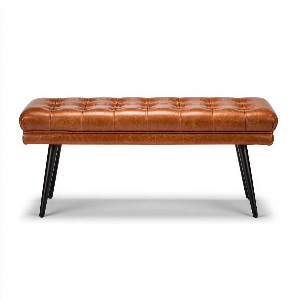 Banc de lit simili cuir 115x40x45 cm – marron – design moderne-Dengetmart