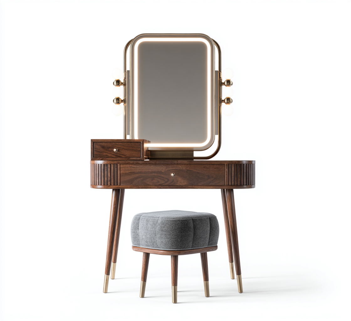 Coiffeuse bois 80x40x140 cm – marron – style moderne-Dengetmart